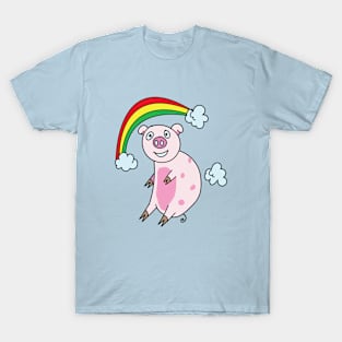 funny pig rainbow T-Shirt